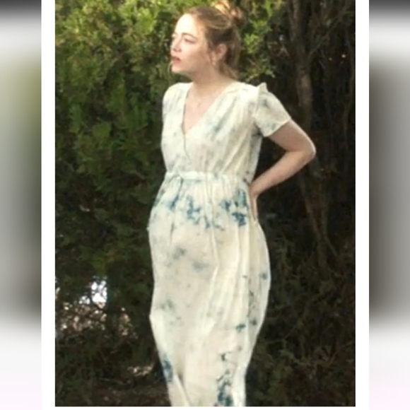 Christy Dawn Dresses & Skirts - CHRISTY DAWN TIE-DYE  BLUE/WHITE PRINT MIDI PULL-ON DESIGN SZ SMALL